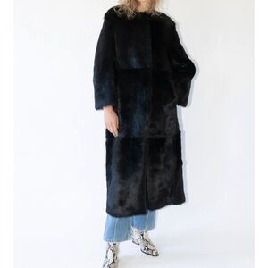 LOULOU DE SAISON SIBA LONG SHEARLING COAT IN BLACK